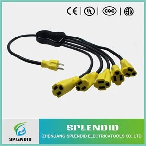 Factory price Squid 5-outlet Power Cord Polarized NEMA5-15P Plug