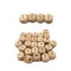 Factory Supplier 12mm Beech Wooden engraved Letter Beads Wholesale