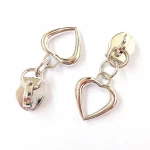 Factory Supply 5# Custom Metal Heart Zipper Pullers Sliders
