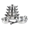 Factory Wholesale Cookware Set 12 Pcs Stainless Steel Cooking Pot With Non Stick Frying Pan
