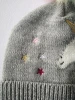 Factory wholesale custom grey unicorn embroidery multicolored false wool pom pom  knit beanie