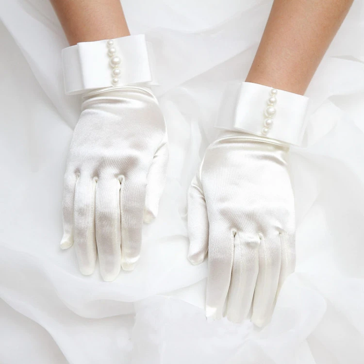 Fashion Bridal Satin Gloves Women Wedding  Party Bowknot Gloves