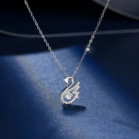 Fashion Designer Jewelry Animal Shape Swan Necklace 14K White Glod Lab Diamond Fashion Necklaces For Women