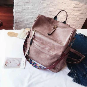 Faux Leather Backpack Women 2021 Students School Bag Large Backpacks Multifunction Travel Bags