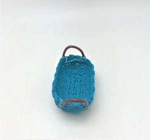 Flexible mini colorful paper rectangle blue hand woven storage basket