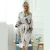 Import Floral Print Belted Night Robe 3/4 Sleeve Women Satin Nightgown Sleepwear HSR6450 from China