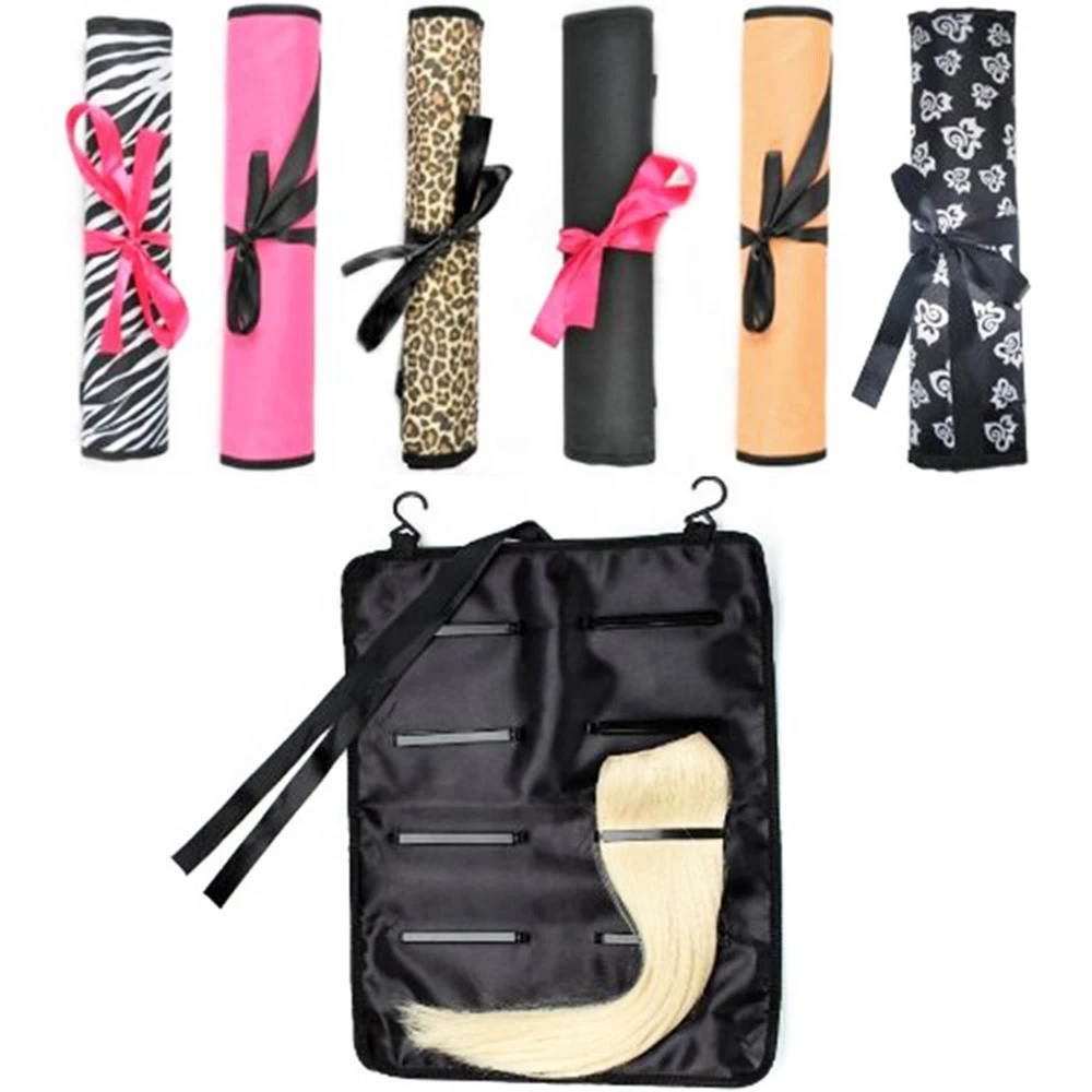 Foldable roll up hair extensions bag wig storage bag