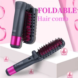 Folding Comb Electric Hair Brush Straightener Hairbrush Rotating Curling Cordless Flat Iron Hair Straighten Plancha para Cabello