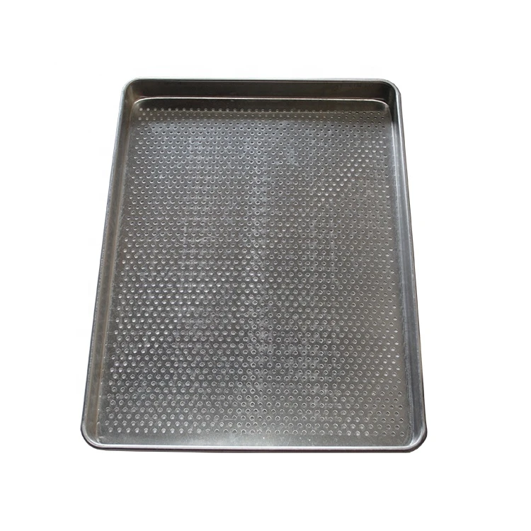 Food grade metal aluminum perforated baking tray serving oven mesh tray custom perforated bake pan hamburger bakeware suppliers