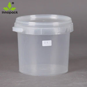 Food grade transparent 1L/  2L Plastic honey Bucket with lid and handle 1kg plastic pail