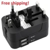 Free shipping Worldwide All in One Universal Travel Power Adapter Wall charger AC adaptor with dual USB ports