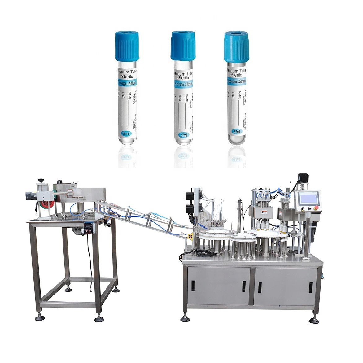 Fully automatic IVD reagent 0.5-15ml plastic rapid tubes filling capping labeling machine