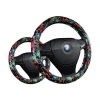FX-M-009 Flower embroidered steering wheel cover universal pink