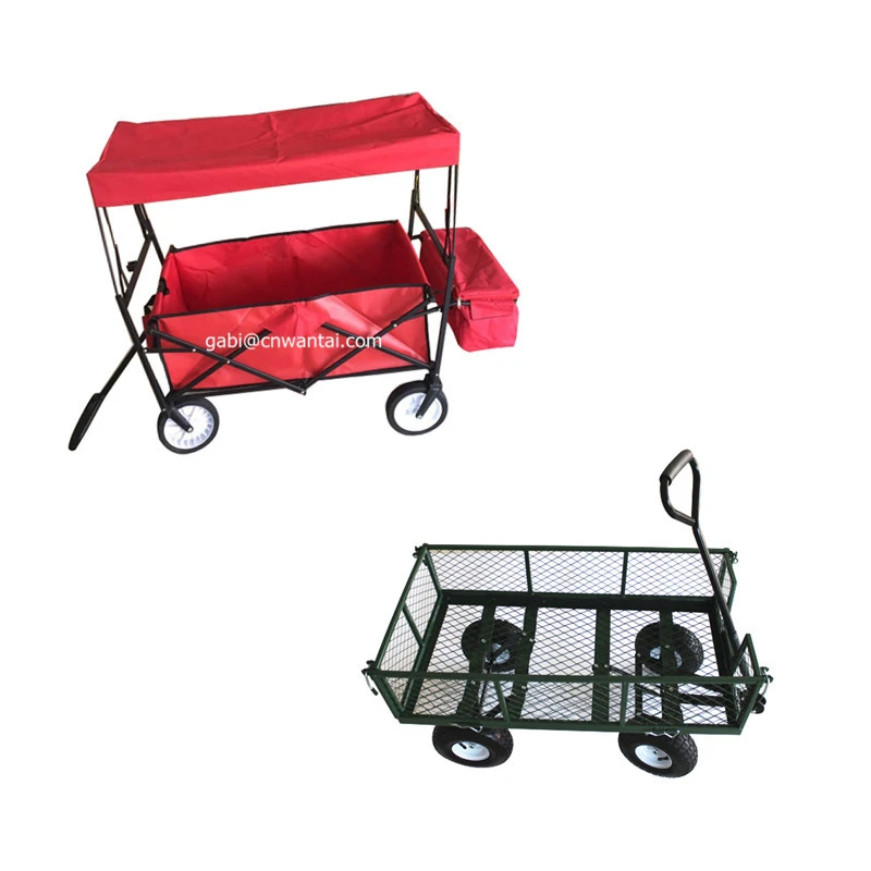 Garden Beach Tool Shopping Trolley Camping Folding Cart for Sale Big Capacity Mesh Heavy Duty Mover Trolley 3.50-4 Air Wheel