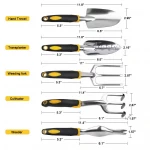 Garden Tool Set 5 Pack, Hand Trowel, Transplanter, Cultivator, Weeding Fork and Weeder ast-Aluminum Heavy Duty Garden Kit 5 Pcs