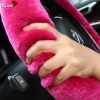 Genuine Australia Sheepskin Woolen Fur Steering Wheel Cover for plush Car Interior Accessories