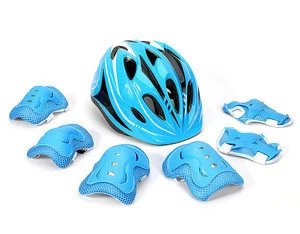 gift 7pcs/set elbow knee pads helmet wristguard bicycle cycling skateboard roller safety protector kids skating protective gear