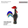 Glass coloured glaze crafts decorative rooster figurine for Home Decoration craft