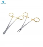 Gold handle needle holder with scissors needle clamp surgical suture instrument for embedding double eyelid surgery forceps