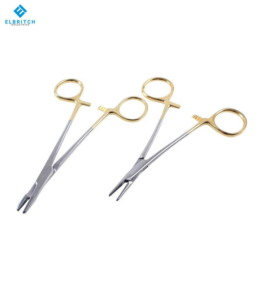 Gold handle needle holder with scissors needle clamp surgical suture instrument for embedding double eyelid surgery forceps