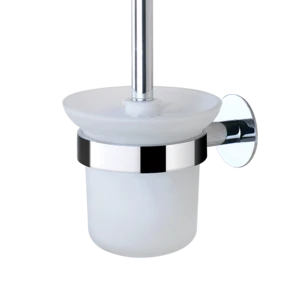 Gricol Bathroom Accessories Toilet Brush Holder Stainless Steel Holder Frosted Cup, Self Adhesive Wall Mount Polished Finish