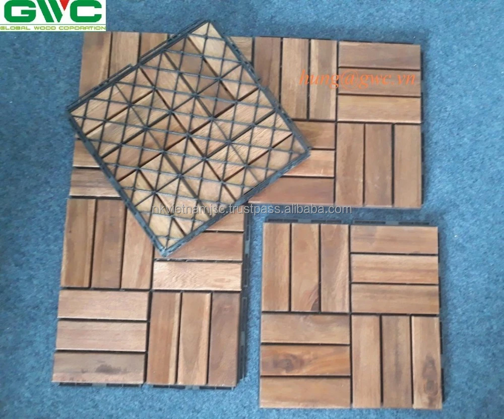 GWC Garden anti-slip Interlocking deck plastic base wood flooring tile 10 pack