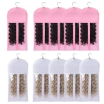 Hair Extensions Storage Bag Portable Hair Storage Bags With Hanger Dust Proof Wig Storage Bag Hair Extension Carrier Holder