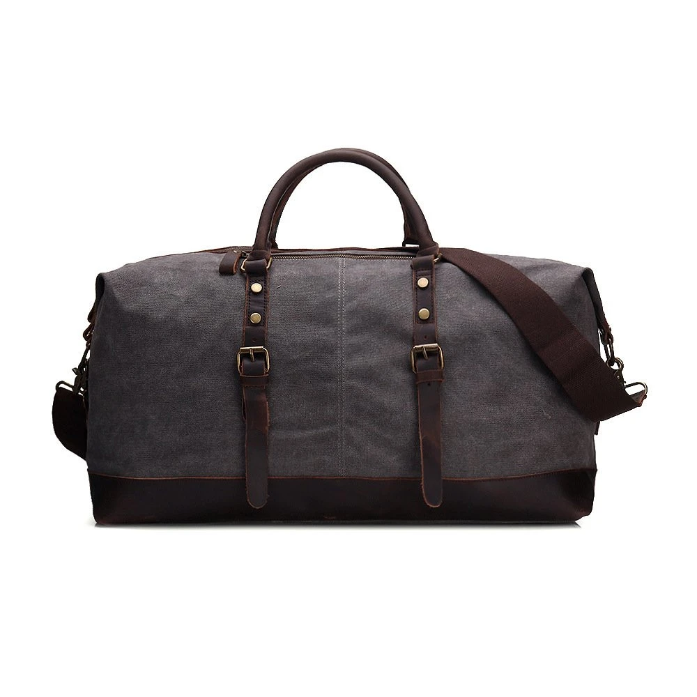 Handmade Waxed Canvas Leather Travel Bag Duffle Bag Holdall Luggage Weekender Bag 12031