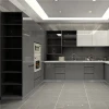 High Gloss Finish Kitchen Cabinet Grey Base Cabinet and White Wall Cabinet