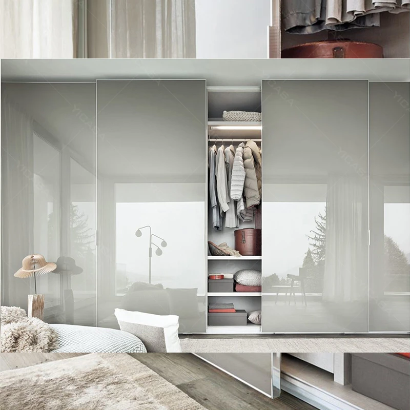 High gloss sliding wardrobe modern wardrobe profiles cabinet closet wardrobe