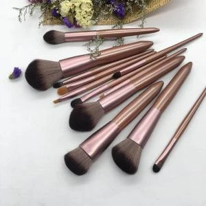high quality 12 pcs wood handle vegan makeup brush beauty cosmetics with soft synthetic hair