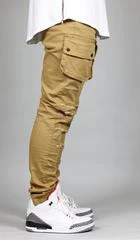 High quality custom made biker jeans wholesale slim fit denim mens/ DENIM Camel Cargo Slim Tapered Pants