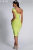 High Quality One Shoulder Celebrity Evening Parry Rayon Bandage Bodycon Dress