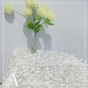 High quality western decoration white petal taffeta leaf fabric textile