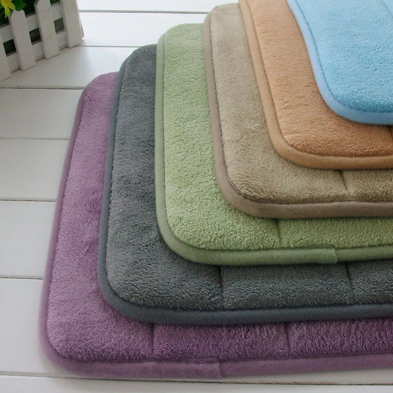 Home Bath Mat Non-slip Bathroom Carpet Soft Coral Fleece Memory Foam Rug Mat