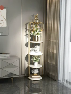 Home Decor 3- Tier Cake Flower Stand Display Racks Shelf Gold Bird Cage Shaped Metal Storage Racks