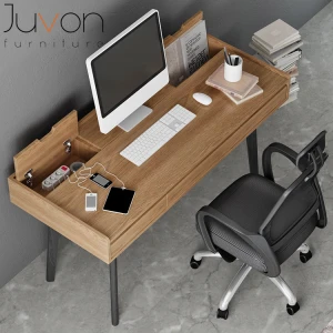 Home Office Furniture Space Saving Industrial Wood Particle Board Metal Legs Frame PC Computer Desk with Drawers