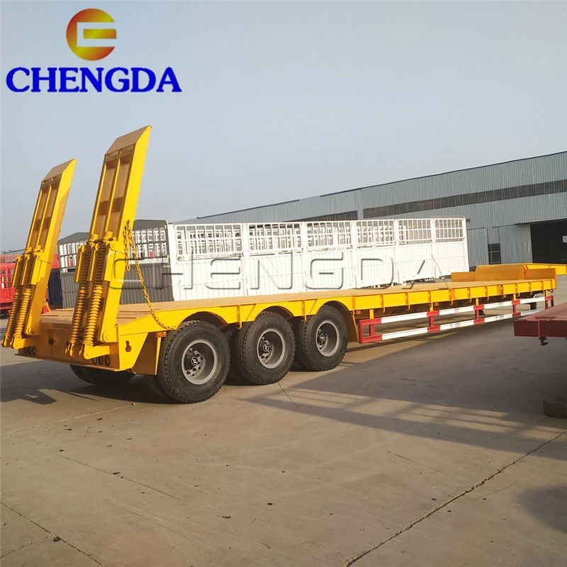 Hot sale 3 axis 4 axle 100 120 tons heavy duty low loader low bed truck lowbed semi trailer