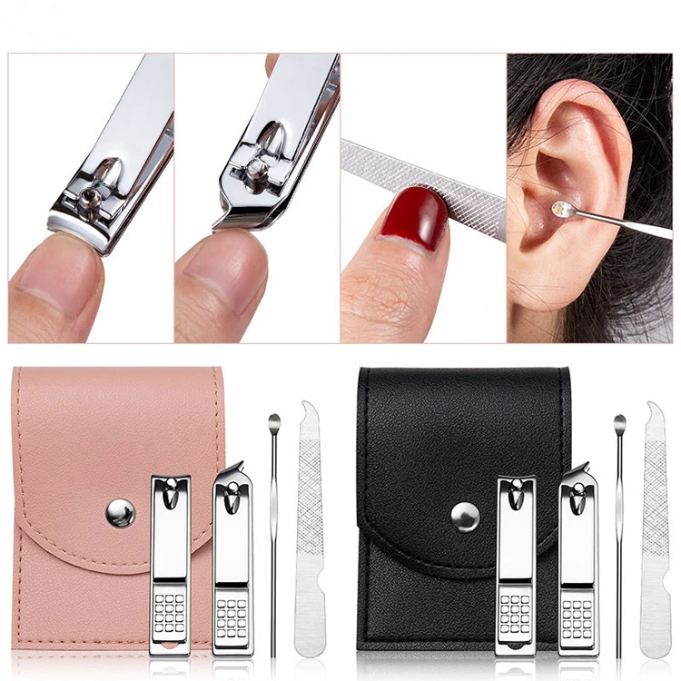 Hot Sale 4Pcs/set Nail Art Files Clippers Trimmer Ear Pick Pedicure Kit Stainless Steel Fingernail Clippers