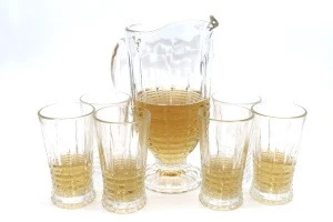 Hot sale 7PCS  Glassware Water Drinking Jug and Cup set  jug set for water juice pitcher glass jug