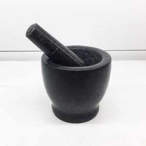 Hot sale black marble mortar and pestle for kitchen