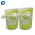Hot Sale Customized Baby Juice Food Packaging Bag Double Zipper Reusable Spout Pouches With Cap