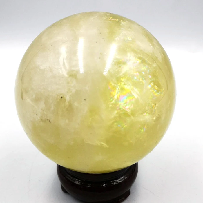 Hot Sale Natural Clear Citrine healing stone tumbled Magic crystal balls