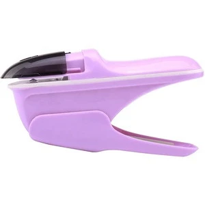 Hot sale Promotional Fancy design Pink and Blue  24/6  Office plastic staple free stapler Eco-friendly staplesss staplers