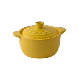 Hot Selling Cheap Restaurant Home Kitchen Used Matte Yellow Glaze Round Stoneware Mini Casserole Pots With Lids