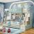 Import Hot Selling Children Furniture Solid Wood and MDF Bunk Bed for Kids Bed Blue for Boy from China