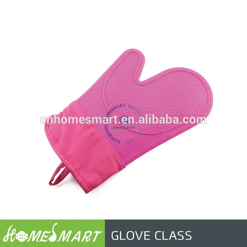 hot selling Kitchen work gloves heat resistant pink colour silicone cooking work gloves easily cleaning cooking tool