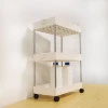 Hot Selling Plastic White Save Space 3 Tiers Organizer Utility Rolling Cart Wheel Storage Rack
