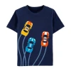 Hot Summer Cartoon Car O-Neck 100%Cotton T-Shirt for Baby Boys 4Year