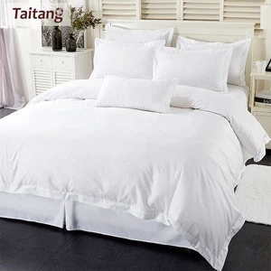 Hotel Queen King 100% Cotton Satin White Bed Sheet / Duvet Cover / Pillow Case Bedding Set Hotel Sheets